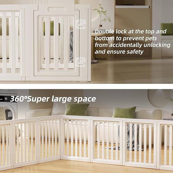 LoveTail Clear Dog Play Pen,Pet Playpen with Door,Easy to Clean and Install Puppy pens for Both Indoor and Outdoor use (White, 30.3" Height, 8PCS)