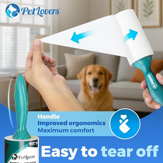 PetLovers Extra Sticky Lint Roller Ultimate Value Set 800 Sheets for Pet Hair Removal, Dog and Cat Lint Remover 8 Pack Green