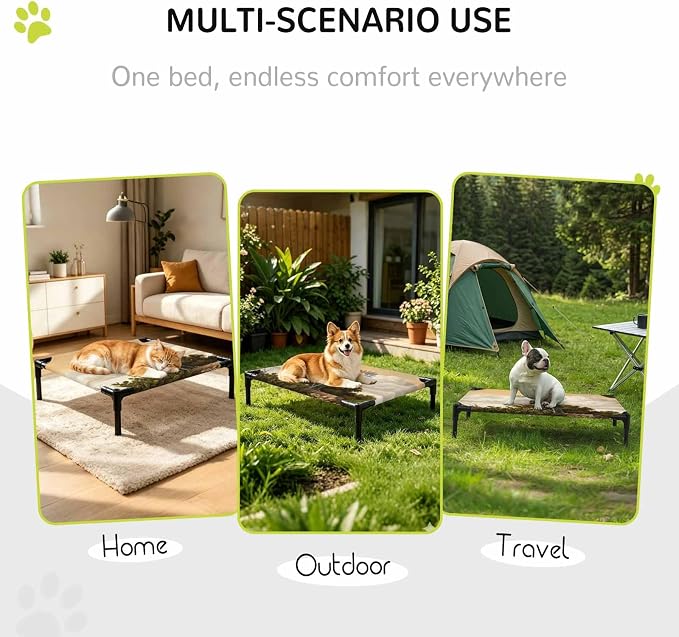 Outdoor Elevated Dog Bed for Medium Dogs, Windmill Breathable Cooling Raised Dog Cot for Indoor/Outdoor, Sunset Horizon Farmhouse Trees Waterproof Elevated Pet Beds, M 24 x 20 in
