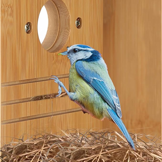Bird House for Outside –Hanging Birdhouse for Bluebird Finch Swallow Wren Chickadee, Decorative Outdoor Bird Nesting Box with 3 Size Holes, Assembly Required (1)