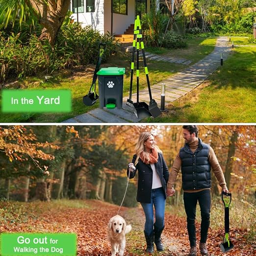 20L Dog Poop Trash Can Outside with Pooper Scooper & 50 Waste Bags- Outdoor Dog Poop Trash Can with Lid, Foot Pedal and Removable Inner Bin Waterproof and Odor Control