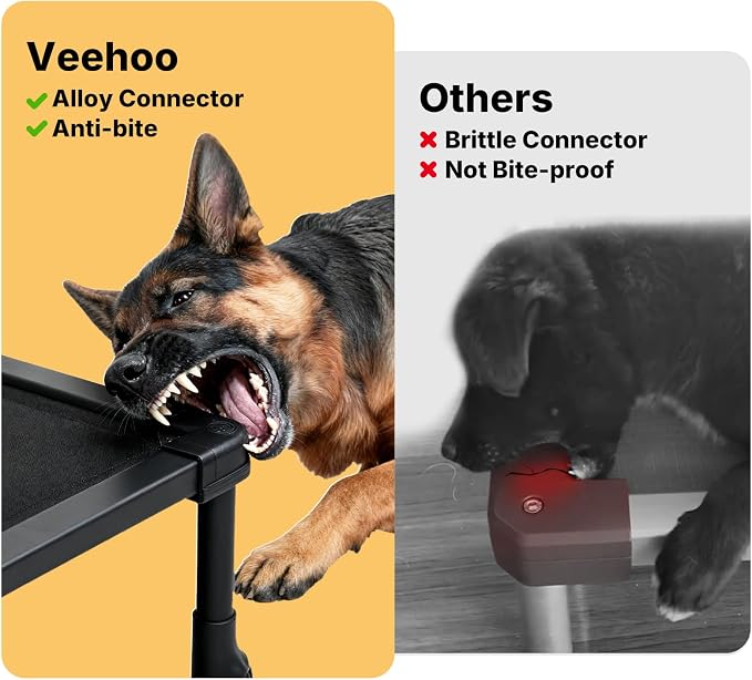 Veehoo Chew Proof Dog Bed, Orthopedic Elevated Dog Bed with Padded Cover | Washable Indestructible Raised Dog Cot for Indoor & Outdoor, Large Dog Bed with Non-Slip Feet, 41" x 27", Dark Grey