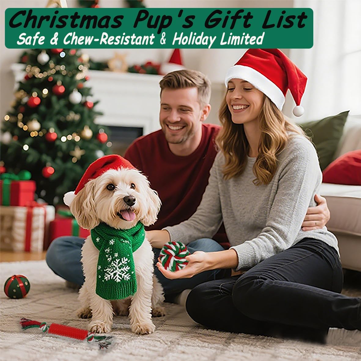 Dog Toys 15 Pack for Teeth Cleaning and Fun, Puppy Teething Chew Toys Tug Rope Squeaky Treat Balls & Rubber Tous Bulk– Variety Dog Gifts Set Reduce Anxiety & Save Furniture, Christmas