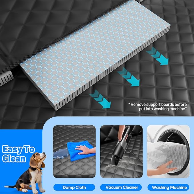 Dog Car Seat Cover for Back Seat,Hard Bottom Hammock Hold 400lbs For Cars | Hold 400lbs,Waterproof,Anti-Scratching,Safety Non-Slip,600D Oxford,Mesh Window,Storage Pocket,for Cars/SUV/ Sedans/MPV