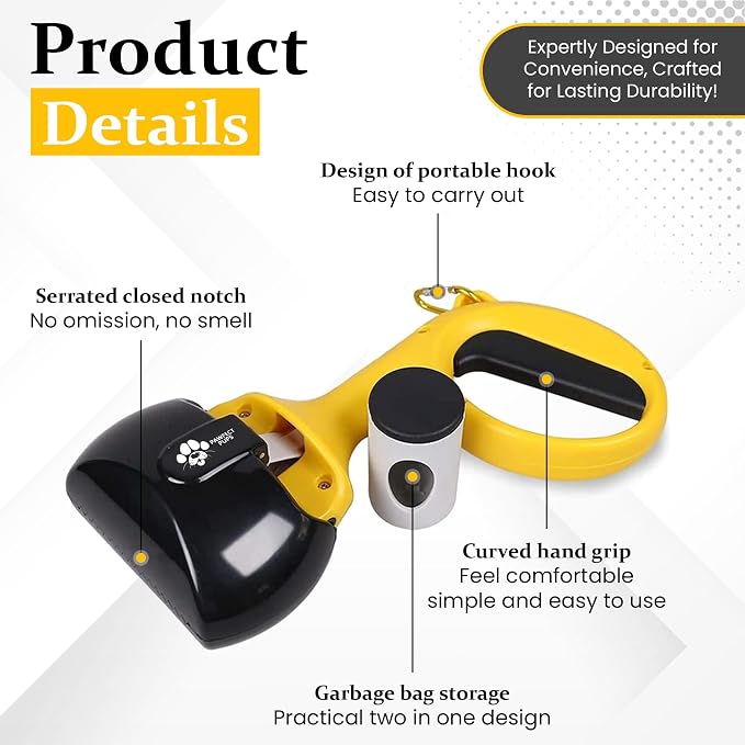 Dog Pooper Scooper for Small & Medium Dogs, 10” x 5” Lightweight Poop Scooper with Ergonomic Comfort Grip, Non-Stick Surface, Portable & Easy to Clean