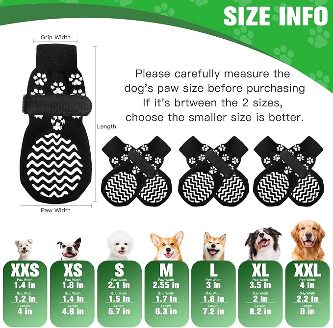 EXPAWLORER 6Pcs Anti Slip Dog Socks to Prevent Licking Paws, Dog Shoes for Hot Pavement Double Sides Dog Boots & Paw Protectors Booties for Hardwood Floors with Grip Small Medium Large Senior Dogs, L