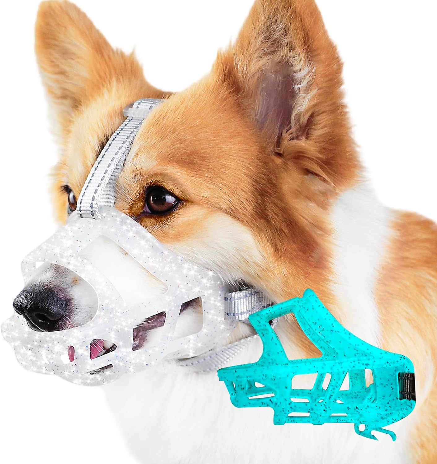 Glow-in-The-Dark Dog Muzzle, Basket Muzzle for Small Medium Large Dogs,Anti-Biting Chewing, Lightweight Cage Design,Allows Drinking & Panting,for Grooming & Training(Transparent Size XL)