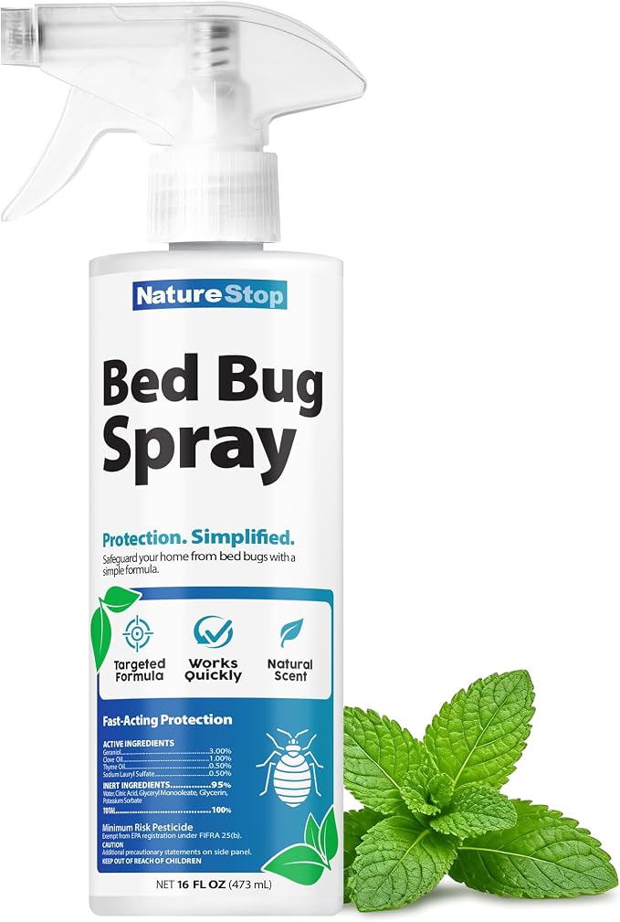 Bed Bug Spray | Targets Bed Bugs & Eggs, Pet & Family Friendly, Plant-Based Active Ingredients, For Mattresses & Luggage, Stain-Free Formula