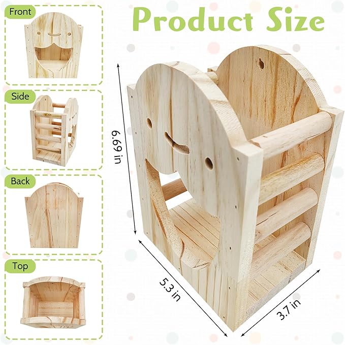 PINVNBY Rabbit Litter Box for Cage Wooden Guinea Pig Hay Rack Feeder Potty Trainer Corner Bunny Litter Box Pet Toilet with Cleaning Set for Guinea Pigs Ferret Rabbits Chinchilla