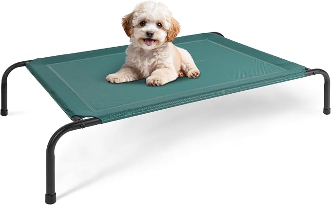 Simple Deluxe Cooling Elevated Dog Bed, Raised Portable Dog Cots Beds No-Slip Feet Durable Portable Indoor & Outdoor Pet Hammock Bed, 42x25.5x8 Inch, Green