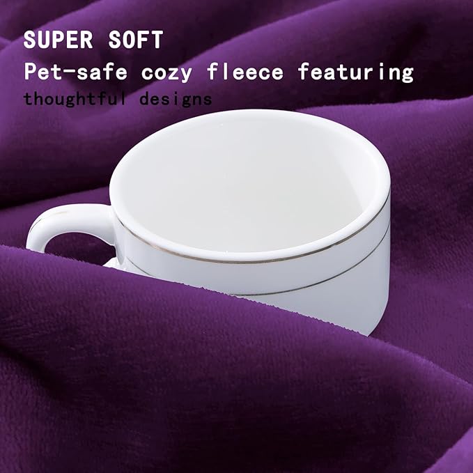 Smiry Waterproof Dog Bed Blanket, Leakproof Pet Throw Blanket for Bed Couch Sofa, Reversible Sherpa Fleece Furniture Protector Cover for Small Medium Large Dogs Cats (Purple, 40x57 inches)