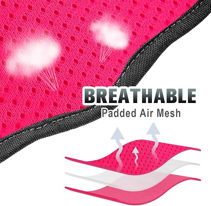 BARKBAY No Pull Dog Harness Large Reflective Dog Harness with Front Clip and Easy Control Handle for Walking Training Running with ID tag Pocket(Pink/Black,L)