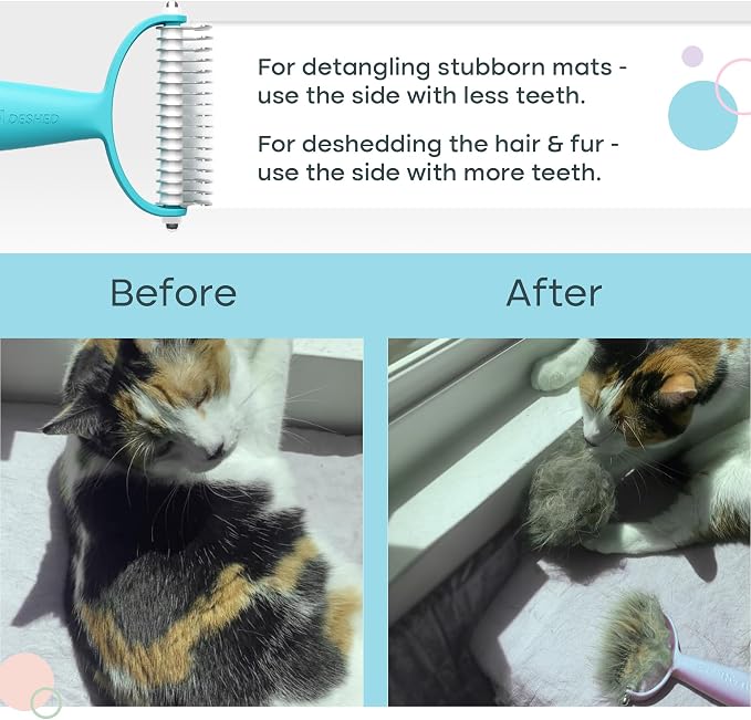 Uproot Clean Undercoat Rake for Dogs - Versatile Dematting Comb for Dogs, Cats & Bunnies - Dual-Sided 9 & 17 Blade Dog Deshedding Brush - Gentle & Effective Grooming Tool for All Coat Types