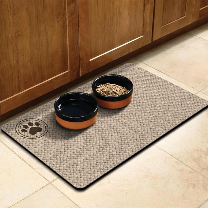 Pet Feeding Mat for Floors Waterproof Dog Mat for Food and Water Absorbent Quick Dry Non Slip mat for Cat Bowls