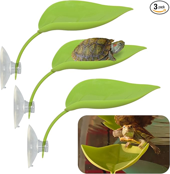 Tree Frog Terrarium Accessories, 3PCS Turtle Basking Platform | Aquarium decor with 3 suction cups, multifunctional reptile tank accessories for leopard gecko, snake, gecko, bearded dragon