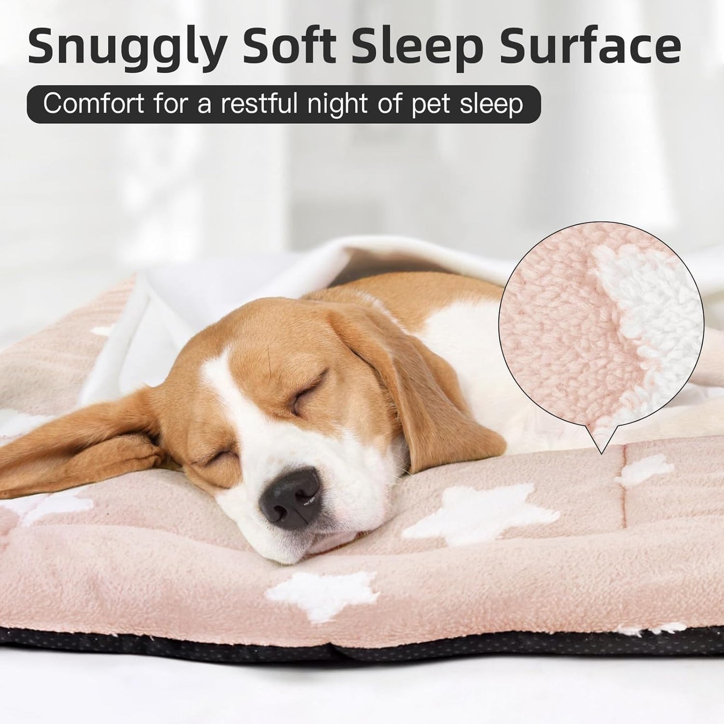 Mora Pets Dog Crate Pad Kennel Bed Crate Mat for Small Dogs Washable Cute Star Pet Bed for Dog Cage Ultra Soft Flat Puppy Cat Kitten Pillow Cushion for Sleeping Anti-Slip Pink 24 x 18