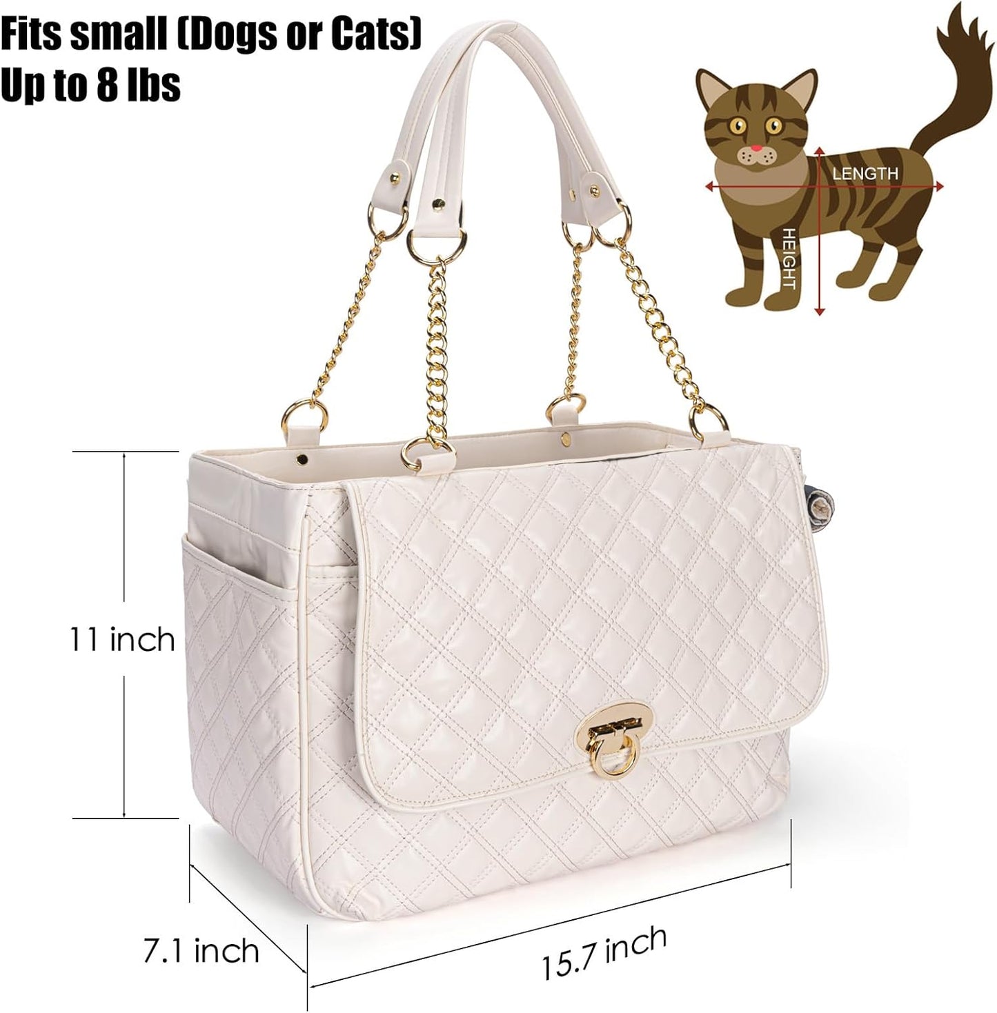 Fashion Pet Carrier Dogs Cat Small Animals Purse Bag, Leather Pet Carriers Dog Puppy Kitten Tote Travel Handbag TSA Airline-Approved
