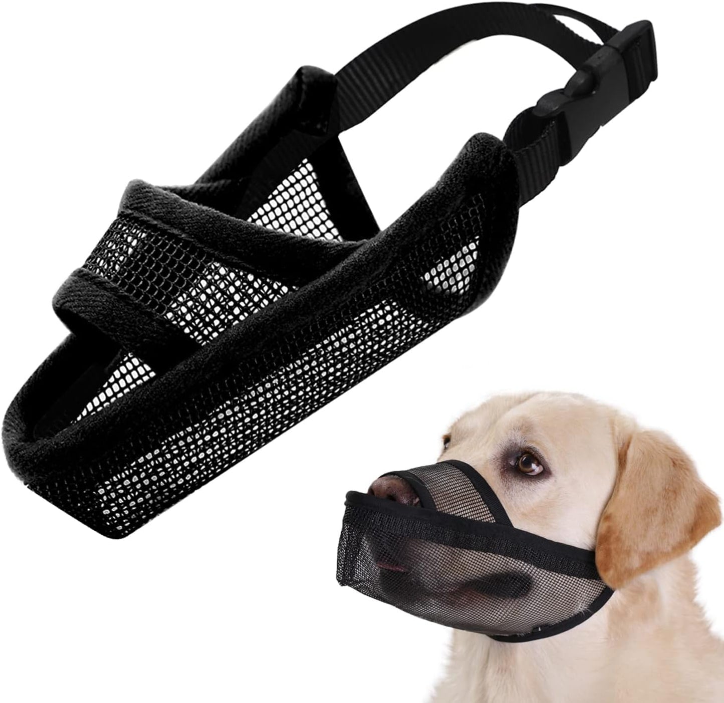 Crazy Felix Nylon Dog Muzzle for Small Medium Large Dogs Dachshund Beagle Poodle Labrador, Air Mesh Breathable and Drinkable Pet Mouth Cover for Anti-Biting Chewing Scavenging(Black,S)