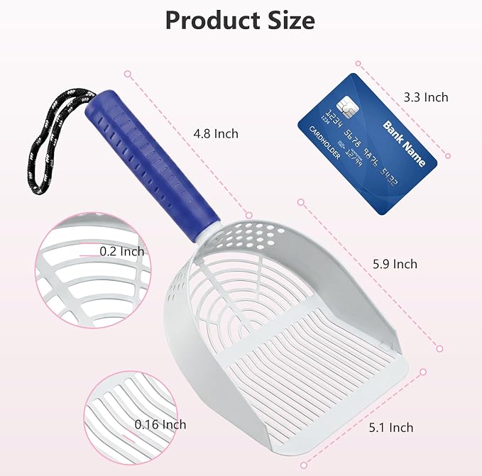 Cat Litter Scoop with Holder, 3 in 1 Metal Kitty Scooper | Heavy Duty Deep Litter Sifter with Dustpan & Mini Broom, Dual Coarse & Fine Grid, Quick Sift, Universal for All Cat Litter