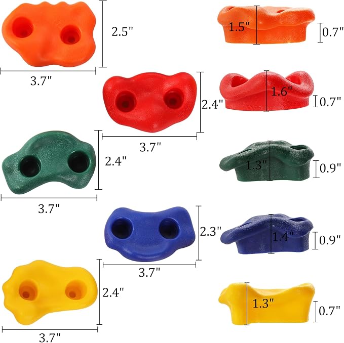 ZENFUN 25 Packs Rock Climbing Holds, Indoor & Outdoor Rock Wall Climbing Kit, Multi-Colored Climbing Rock Wall Grips with Mounting Hardware, Knotted Rope（Added 4 Sets of Spare Screws）