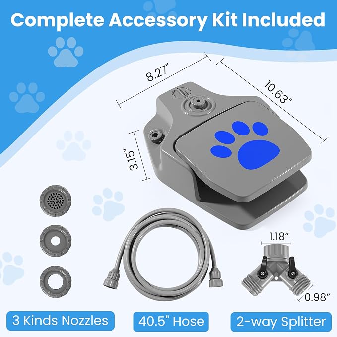 Outdoor Dog Water Fountain, Paw Activated Pet Water Dispenser, Step On Dog Sprinkler, Dog Drinking Station for Medium Large Dogs, Yard & Garden - Hose Connected, No Tank Design
