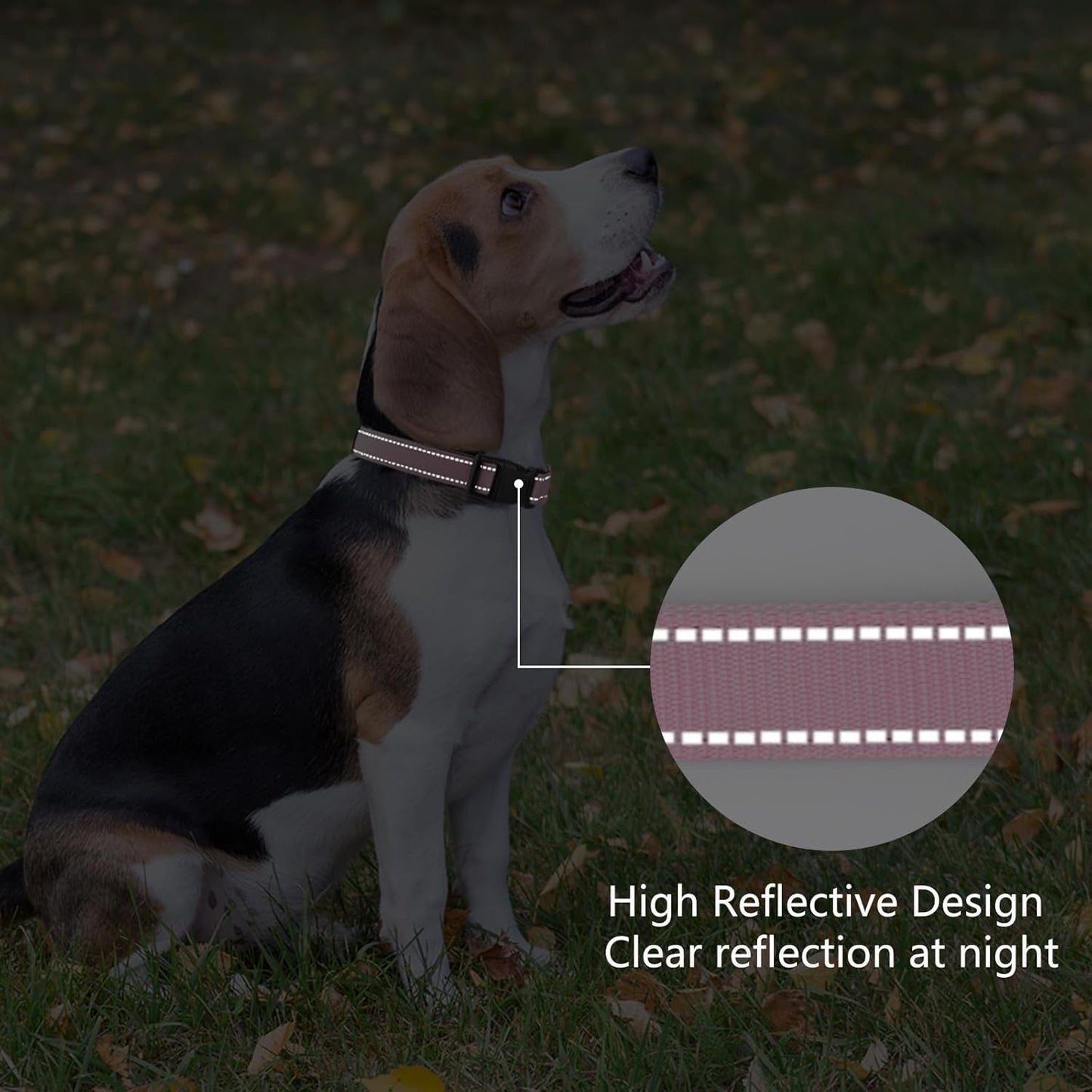 Reflective Dog Collar Padded with Soft Neoprene Breathable Quick Release Basic Dog Collars for Medium Dogs Pink Girl