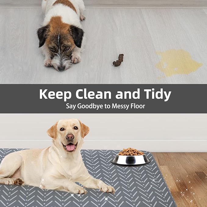PUPTECK Reusable Dog Pee Pads, 2 Pack Non-Slip Washable Waterproof, Fast Absorbing Puppy Pads Whelping Mat, for Couch, Crate, Potty Training 48" x 60"