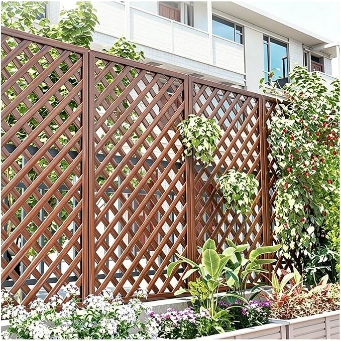 Zfmnoyev Outside Wooden Decorative Fences, Courtyard Edge Fence Board, Decorative Garden Trellis for Climbing Plants, Standing Decorative Privacy Fence Panels for Deck Patio Balcony(30x120cm)