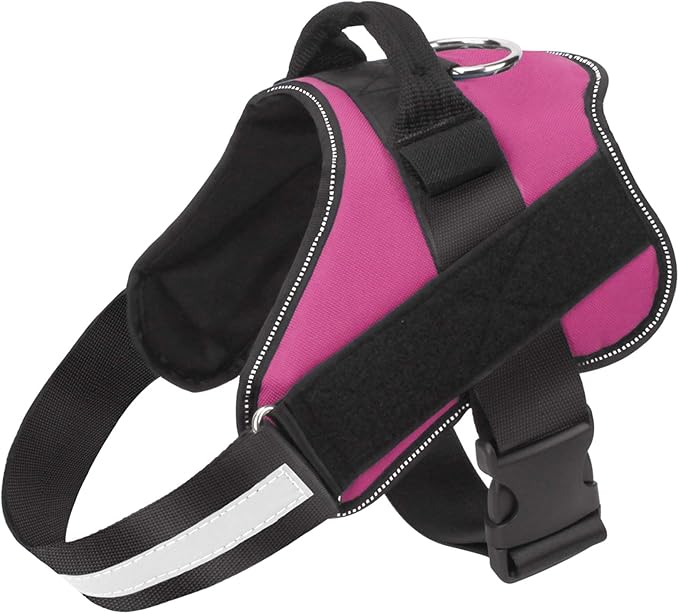 Dog Harness, No-Pull Reflective Dog Vest, Breathable Adjustable Pet Harness with Handle for Outdoor Walking - No More Pulling, Tugging or Choking (Rose red, XS)
