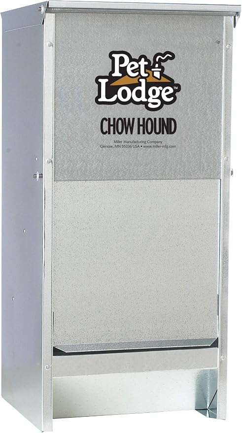 Pet Lodge® Automatic Dog Feeder | Chow Hound Outdoor Pet Feeder | Tough Galvanized Steel | Made in USA (12 Pound)