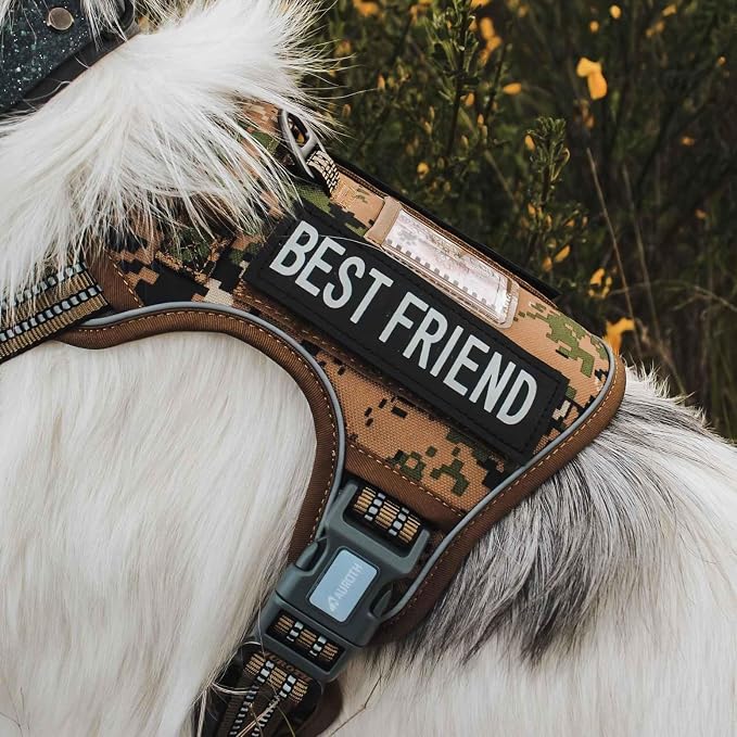 AUROTH Tactical Dog Harness for Large Dogs No Pull Adjustable Pet Harness Reflective Working Training Easy Control Pet Vest Military Service Dog Harnesses Woodland Camo XXL
