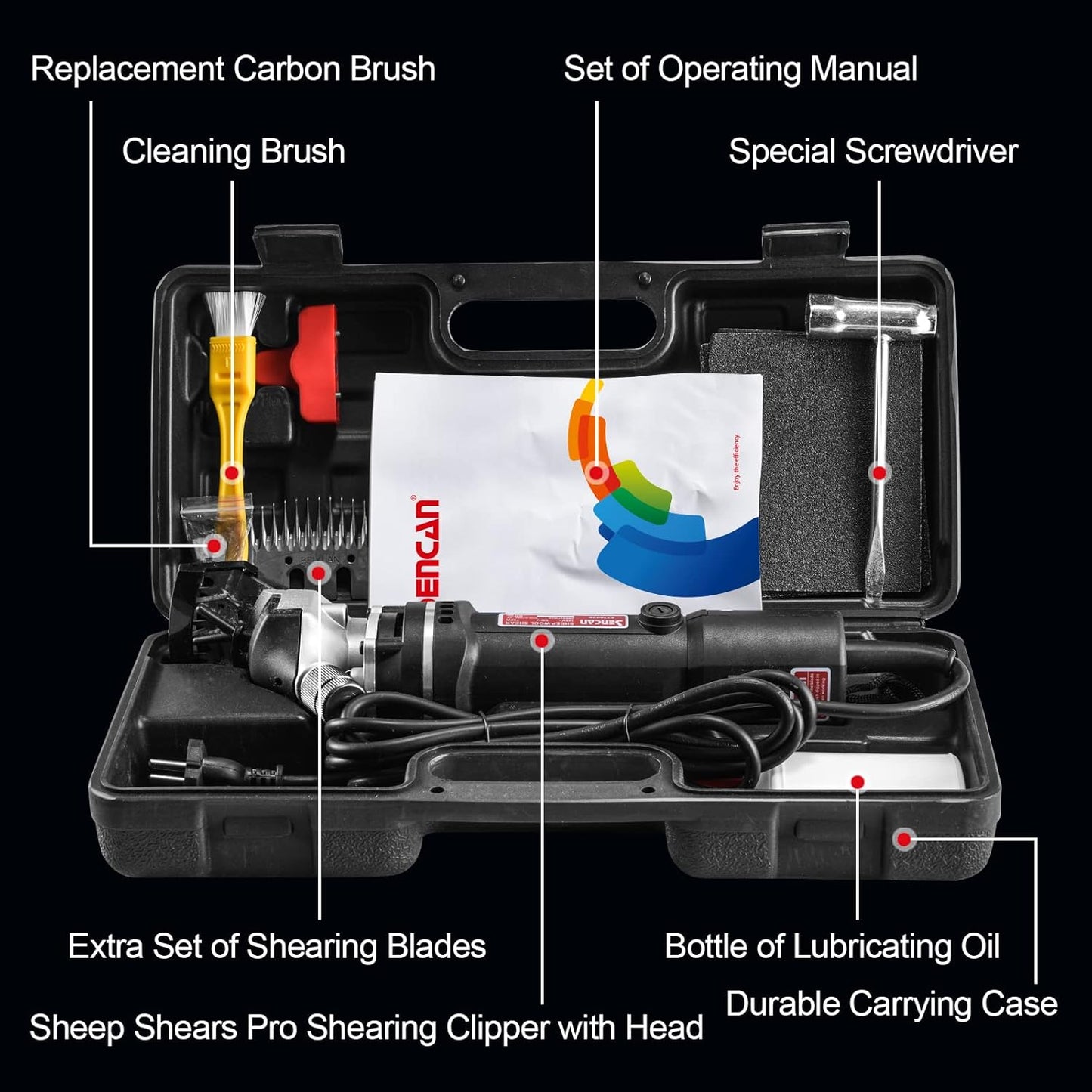 Sheep Clippers, 750W Farm Livestock Grooming Kit for Equine, Goat, Pony, Cattle and Large Thick Coat Animals (6 speeds, with 2 Blades)