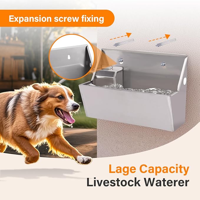 PAUQEWIE 2Gal Automatic Dog Water Bowl Dispenser Auto Fill Dog Waterer | Outdoor Livestock Water Trough for Large Breed Dog Chicken Horse, Sturdy Material, Easy To Install, Controlled by Float Valve