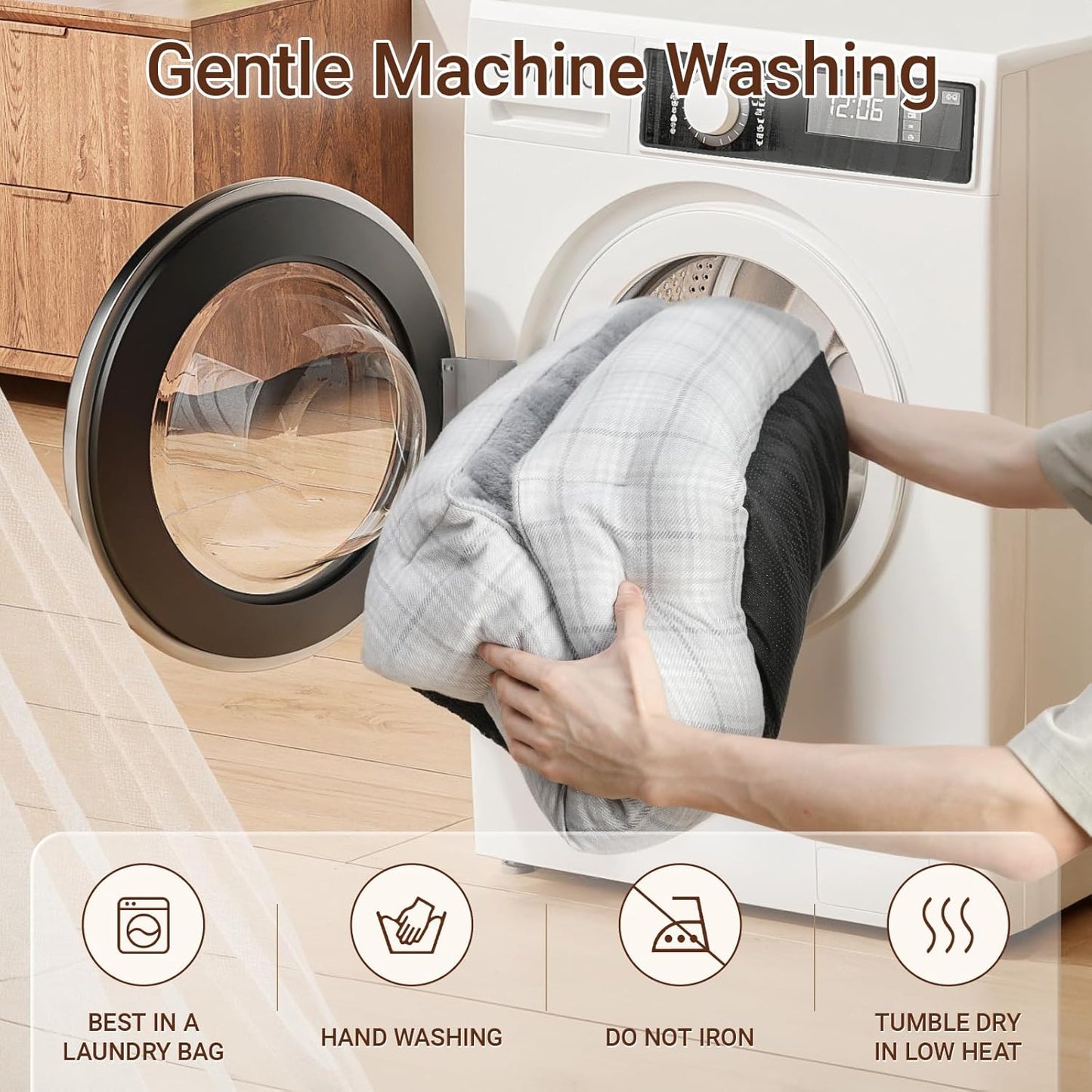 MIHIKK Rectangle Dog Beds for Extra Large Dogs & Cats, Orthopedic Sleeping Pet Bed for Couch with Durable Puppy Cuddler and Anti-Slip Bottom Machine Washable 44 * 30 Inch (Gray)