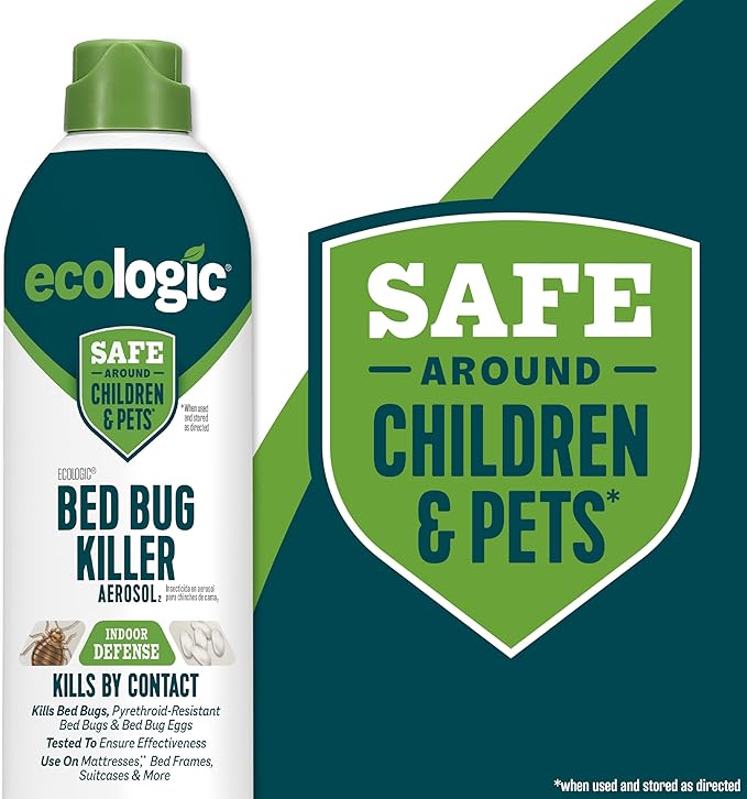 Ecologic Bed Bug Killer Aerosol, 14 Ounces, Aerosol Formula Made With Lemongrass Oil And Cornmint Oil For Use On Seams, Edges And Tufts Of Mattresses, Bed Frames, Suitcases And More, 12 Pack