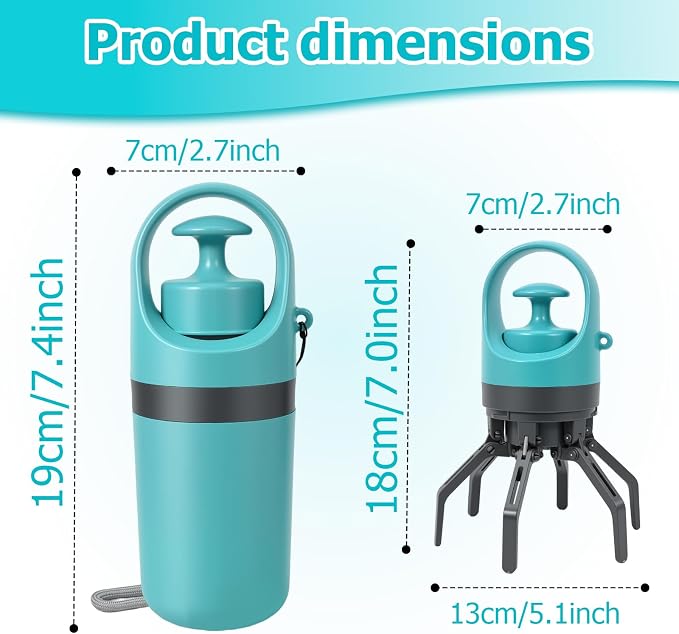 STHF Easy one-Hand Dog Waste Pickup. Portable Claw Tool Includes Bag Dispenser, 2 Rolls, Odor-Resistant. for All Surfaces & Dogs.