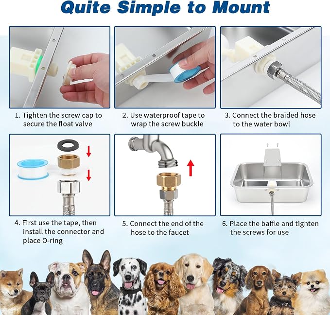 BWOGUE 5 Gal Automatic Dog Water Dispenser, Stainless Steel Bowl for Dogs | Automatic Dog Water Bowl Dispenser, Self-Filling Bowl, Float Valve Control, Outdoor Use, Large Dogs, Cats, Chickens