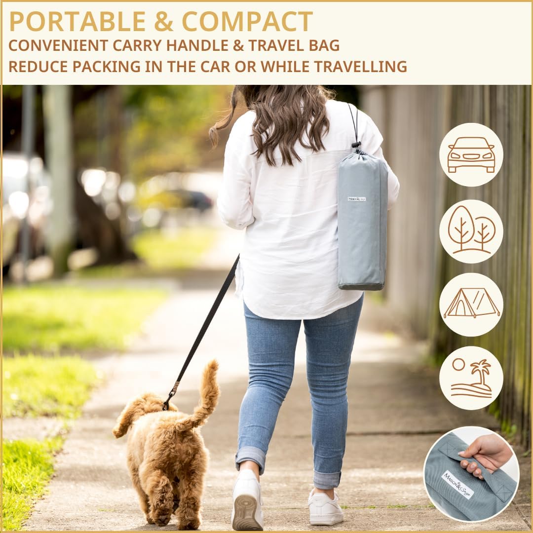 Portable Dog Mat - Waterproof & Foldable Pet Bed - Ideal for Indoor, Outdoor, Cafes, Travel, Camping, Grooming & Training - 39"x30" - Includes Carry Bag - Durable, Washable & Lightweight - Grey