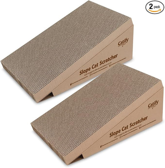 Best Pet Supplies Catify Cat Scratcher, Fun Interactive Scratchers, Posts, Poles, Claw Safe, Furniture Saver Indoor Play Support Natural Cat Behaviors Heavy Duty - Slope (2 Pack)