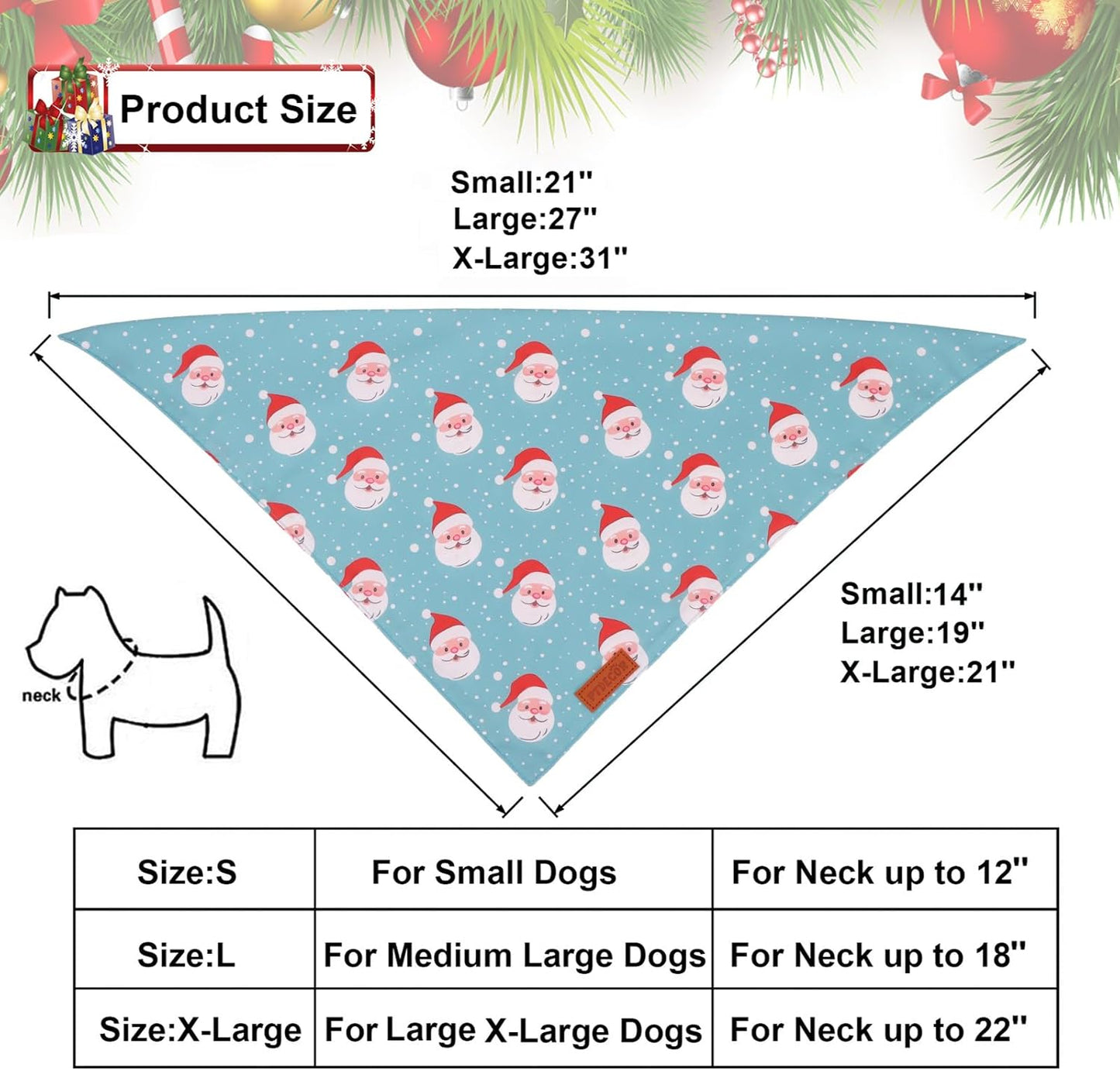 PTDECOR Christmas Dog Bandana, Xmas Light Bulb Santa Reversible Holiday Dog Scarf, Triangle Christmas Bandanas for Small Dogs Pets (Small)