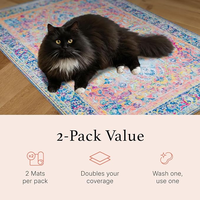 Lovewag Cat Litter Mat, Litter Box Mat, Sage Forest, 28x41, 2 Pack | Washable litter mat cover, kitty litter mat & cat mat for litter box, litter trapping mat, prevents tracking, multi-cat