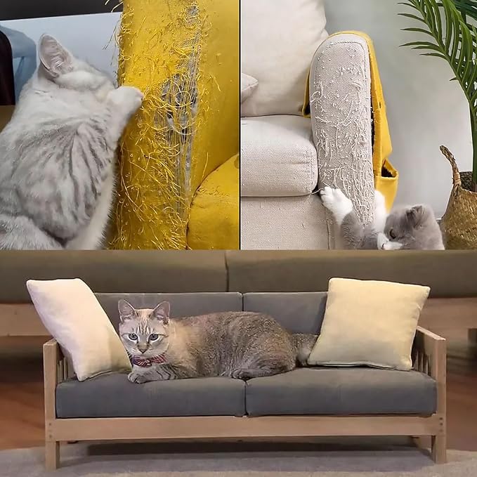 Chuangseed 6" x 20Yds Transparent Cat Scratch Deterrent Tape - Double Sided, Furniture Protector for Couch, Carpet, Doors