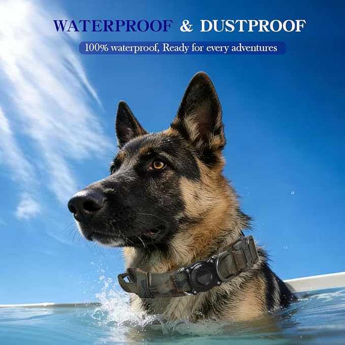 AirTag Dog Collar for Large Dogs Tactical Dog Collar with AirTag Holder | Upgrade Waterproof,Control Handle ,Quick-Release Metal Buckle，1000D Nylon Fabric,Soft-Padded Webbing，Velcro Patch(CAMO,M)