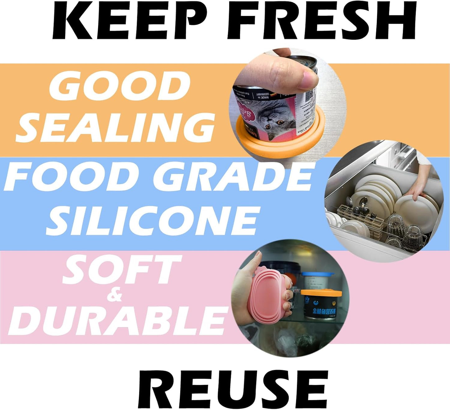 Pet Food Can Spoon & 3 Pcs Can Cover Lids | Cute Paw Shape Opener Spatula Cat Wet Food Spoon | Universa BPA Free Silicone Can Lids & Spoon for Dog Cat Cans(multicolor)