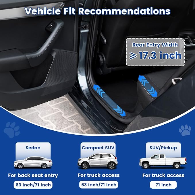Dog Ramp for Car, Pawlify 71" x 17.3" Dog Ramps for Large Dogs with Anti-Pinch Handle and Anti-Slip Rug Surface, Folding Dog Ramp Up to 250LBS, Portable Dogs Car Ramp for SUV, Trucks