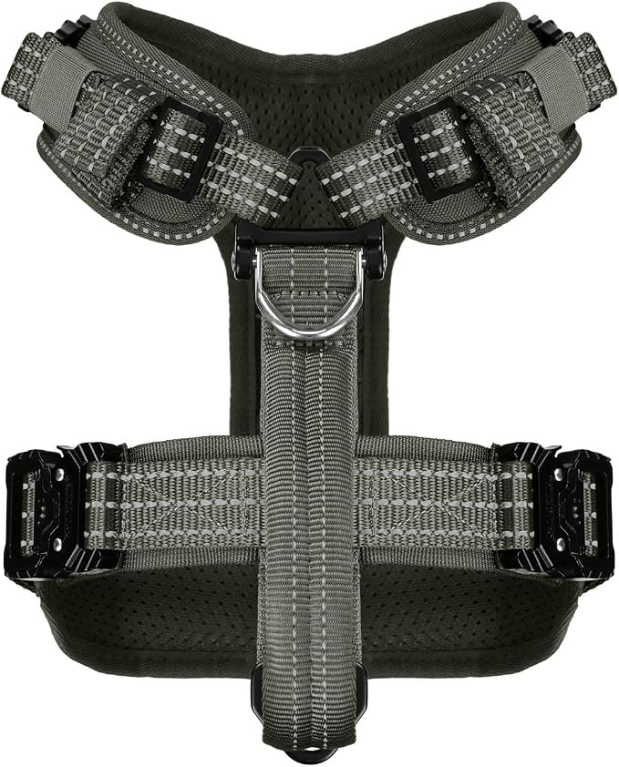 ICEFANG Dog Halter Harness with Metal Buckles,Dog Strap Vest for Small Dogs | Control Handle,Summer-Cooling,Reflective,Front Hook,Adjustable,Soft Padded,No Pull,Green,Small