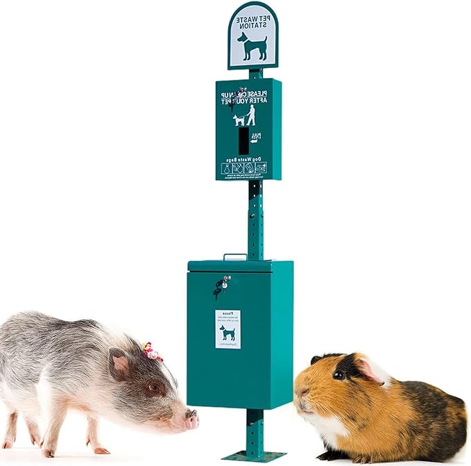 Outdoor Dog Waste Disposal Station 26.4 Gal,Parks Pet Cat Feces Cleaning Garbage Can Floor Standing