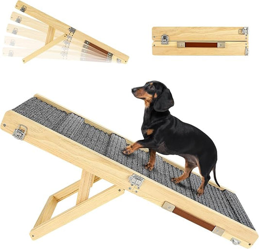 2026 Upgraded Dog Ramp for Couch, Foldable Small Dog Ramp for Sofa, 5 Adjustable Height from 9.8" to 20.5", Portable Stable Pet Steps with Non-Slip Pad, Pet Ramps Use for Sofa Couch Stairs