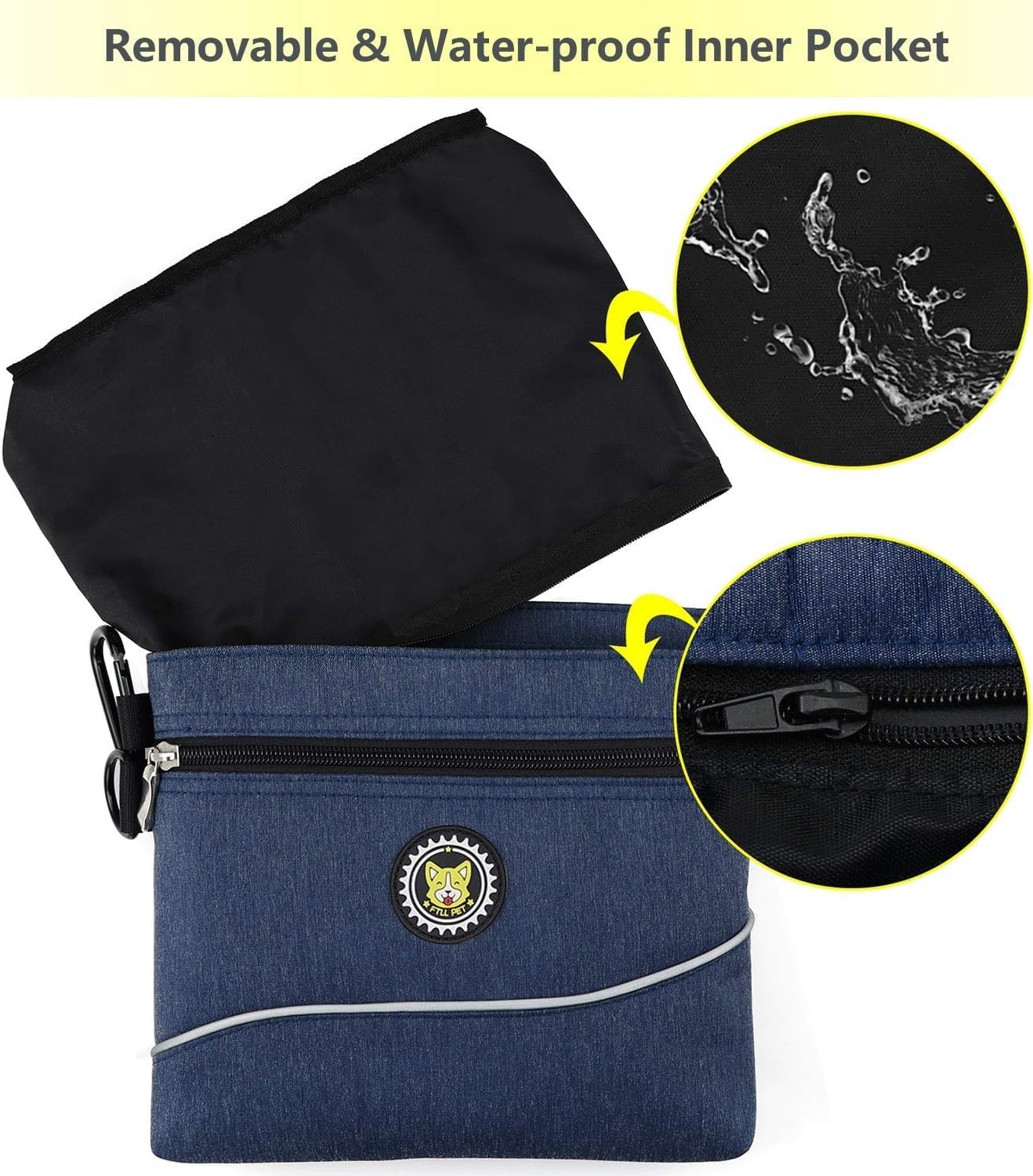 Viklluyr Dog Treat Pouch Bag with Magnetic Closure, Dog Food Carrier with Removable Inner Pocket, Perfect Dog Training Bag for Agility Training - Including Carabiner