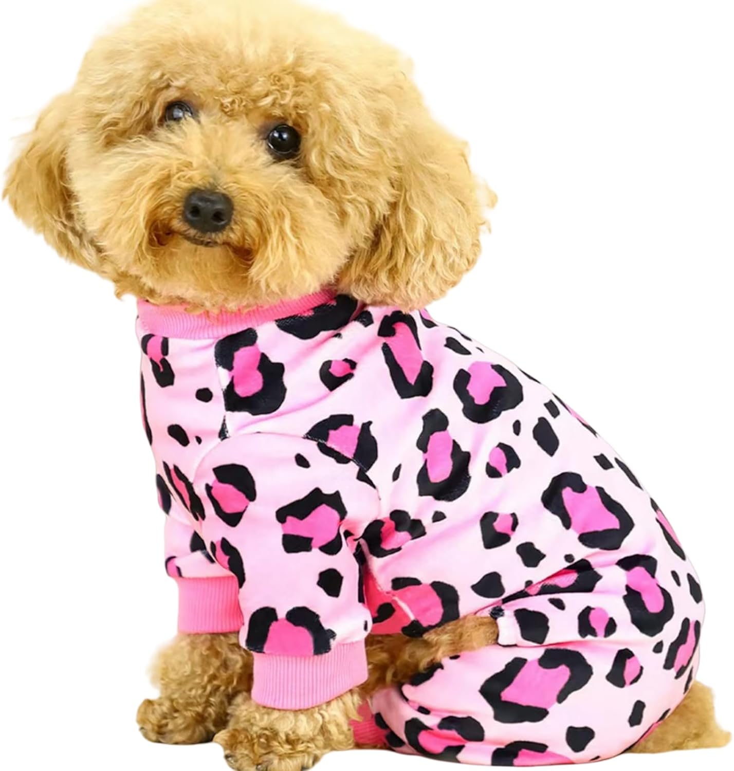 Vet-Approved Dog Onesie Pajamas for Small Dog Clothes - Lightweight Soft Stretchy Puppy Costume - Certified Hypoallergenic Comfort Anxiety-Reducing (Pink,Small)